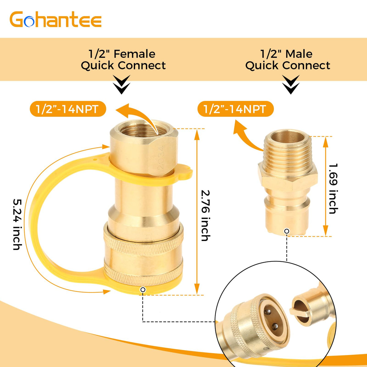 Solid brass quick-connect fittings showing durability and corrosion resistance