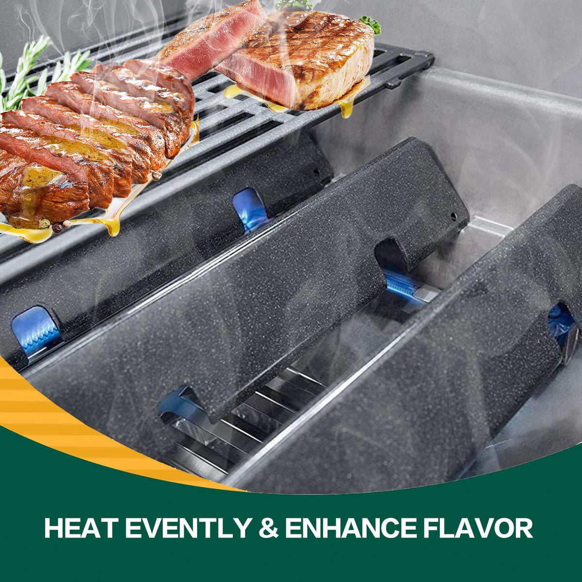 GOKOTASA flavorizer bars installed on Weber Spirit II 300 Series enhance authentic outdoor flavor