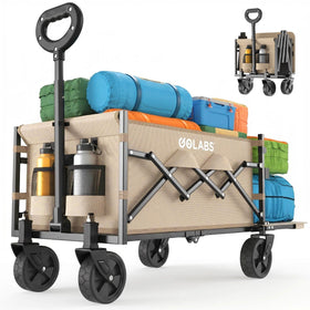 Golabs collapsible wagon cart front view loaded for groceries and gear