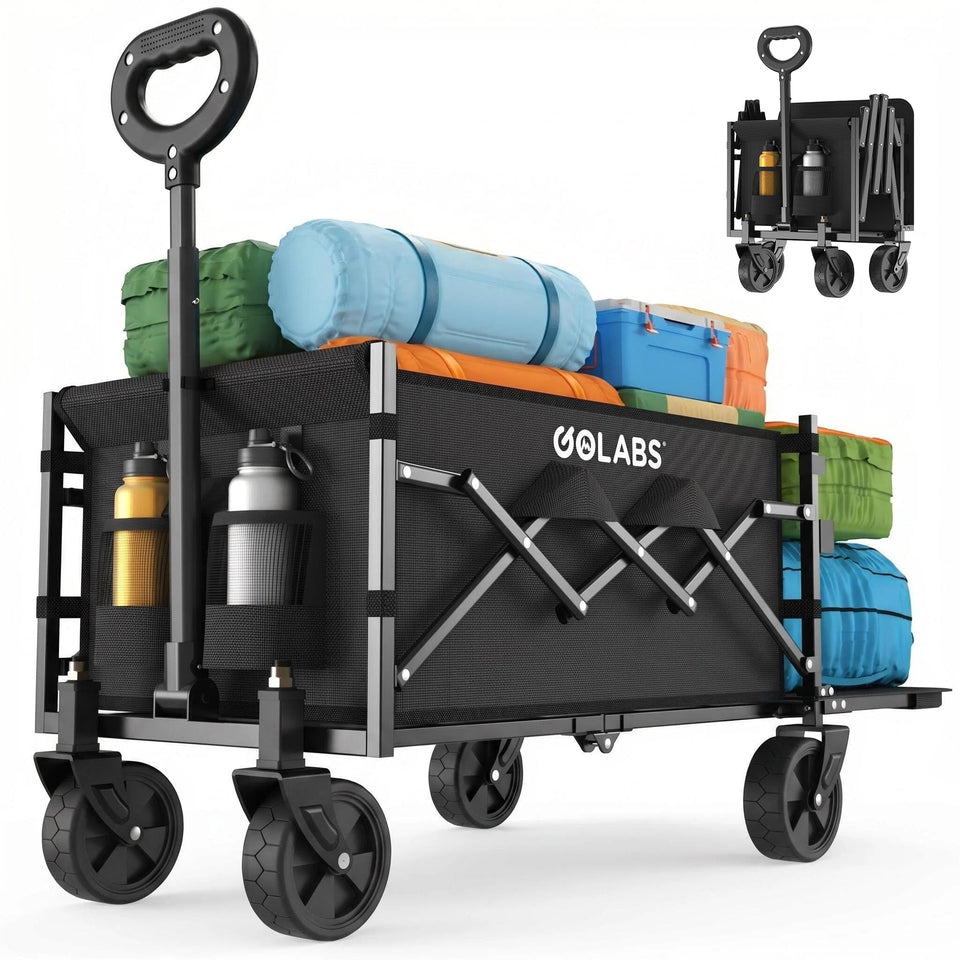GOLABS Collapsible Wagon Cart full load with sturdy frame for heavy hauling
