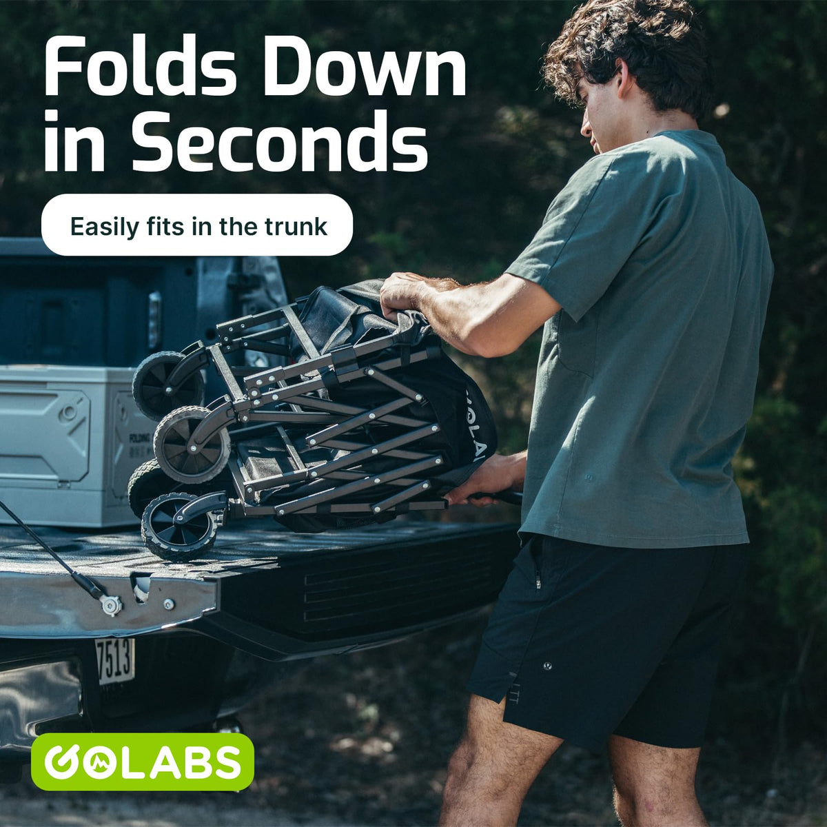 Golabs collapsible wagon cart rear gate open for long items
