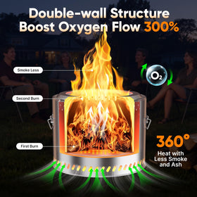 Multi-fuel versatility supports wood, charcoal, or pellets for flexible heating.