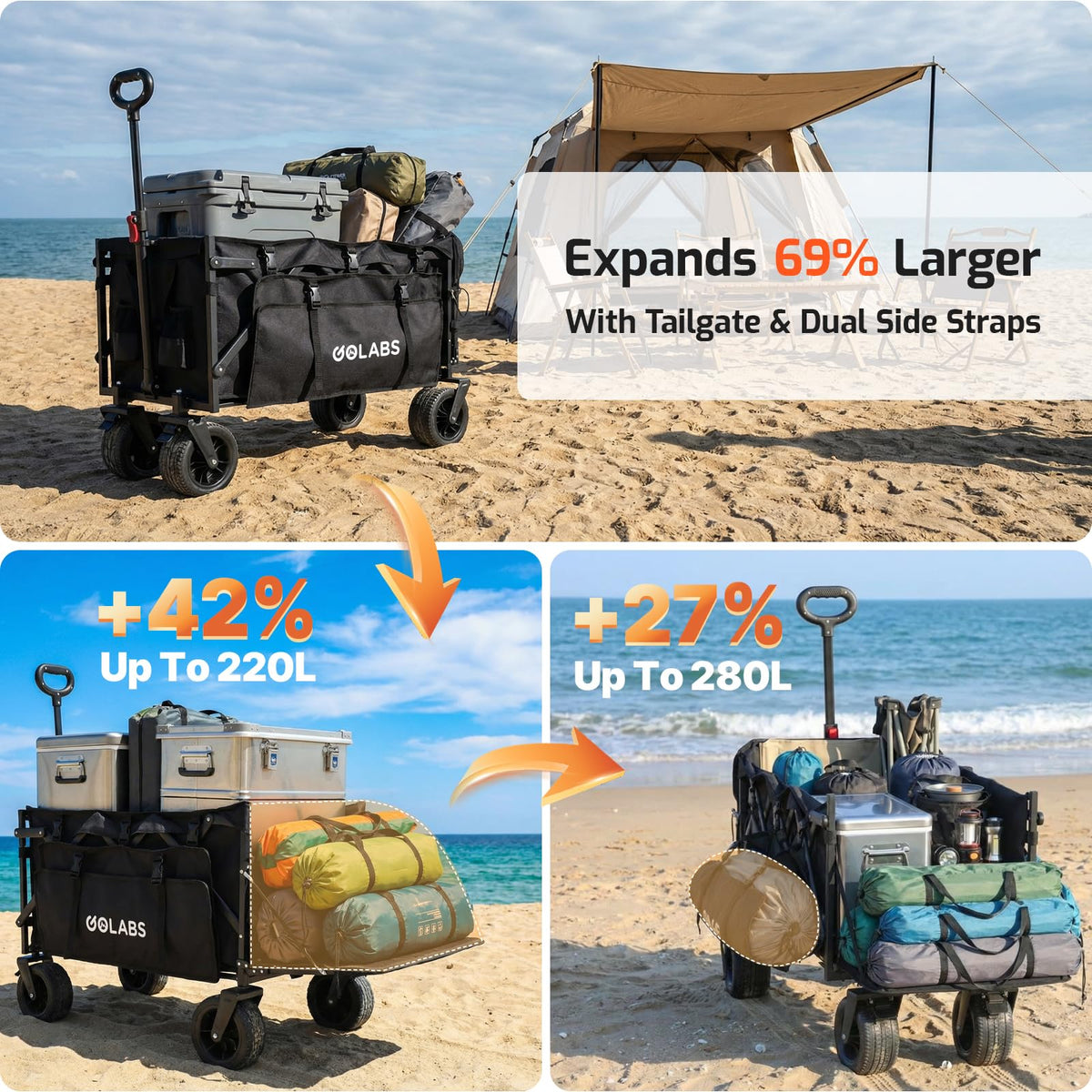 WA2 wagon with foldable tailgate for long or bulky items