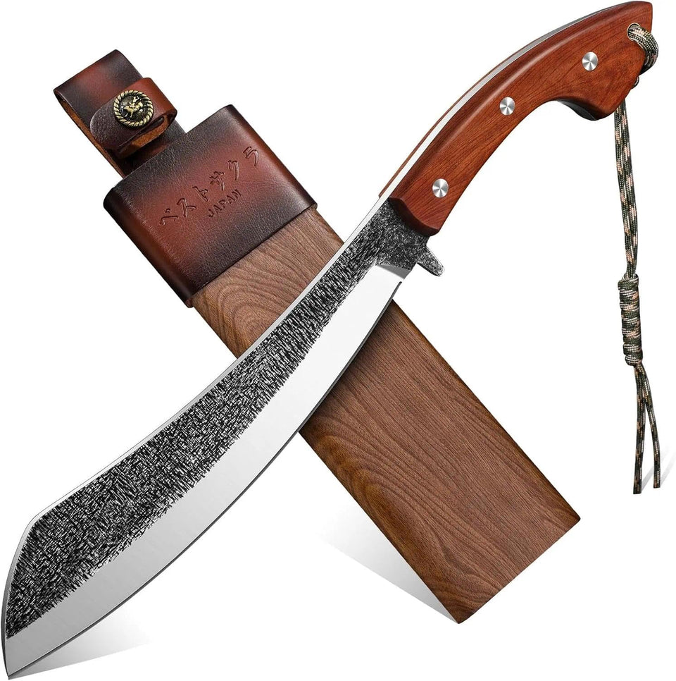 Golden Bird Parang Machete blade close-up highlighting a sharp edge for tough chopping tasks.