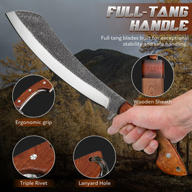 Golden Bird Parang Machete ergonomic grip offers comfortable, non-slip handling in wet conditions.