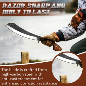 Golden Bird Parang Machete full tang construction emphasizes strength for heavy use.
