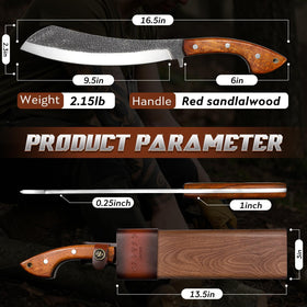 Golden Bird Parang Machete wooden sheath protects blade during storage and transport.