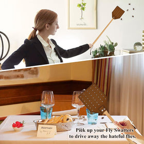GoldenPlayer fly swatter with loop rope for easy hanging and storage.