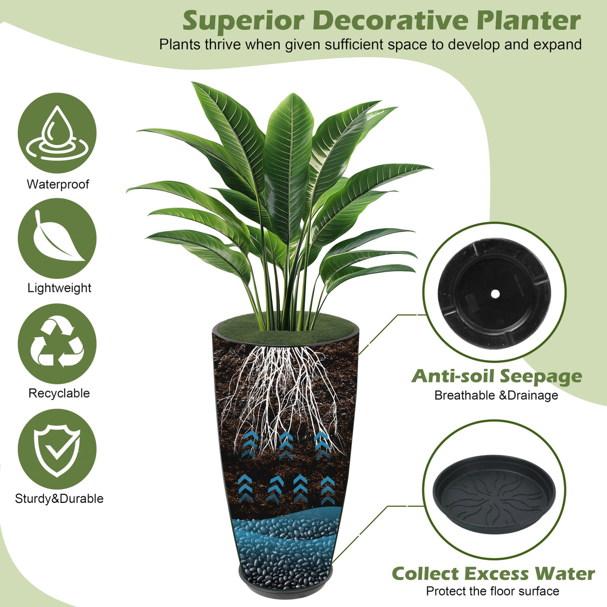 Goldshire drainage hole detail supports proper water management for healthier soil.