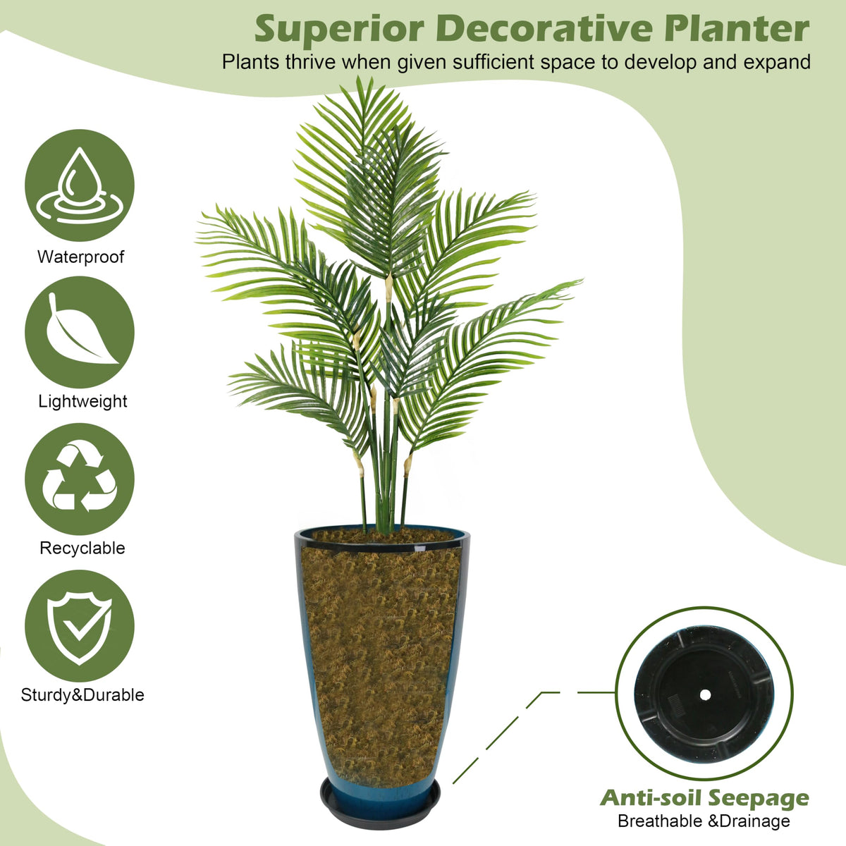 Goldshire tall planter made from durable recycled PE for longevity