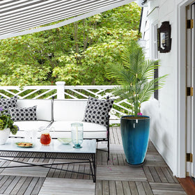 Goldshire large blue planter is lightweight yet sturdy for easy relocation