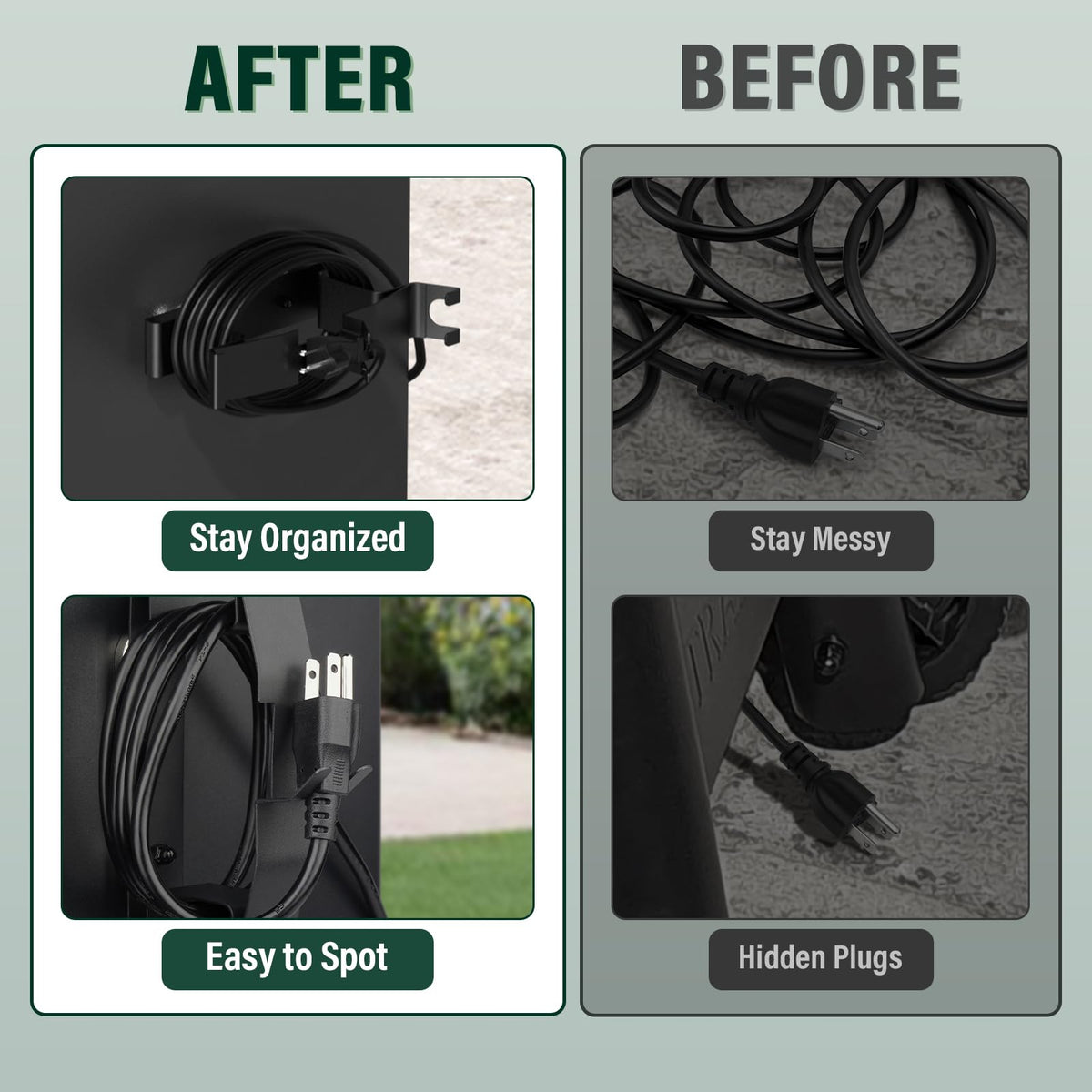 Goldusk tangle-free storage for grilling cords keeps extensions organized and accessible.