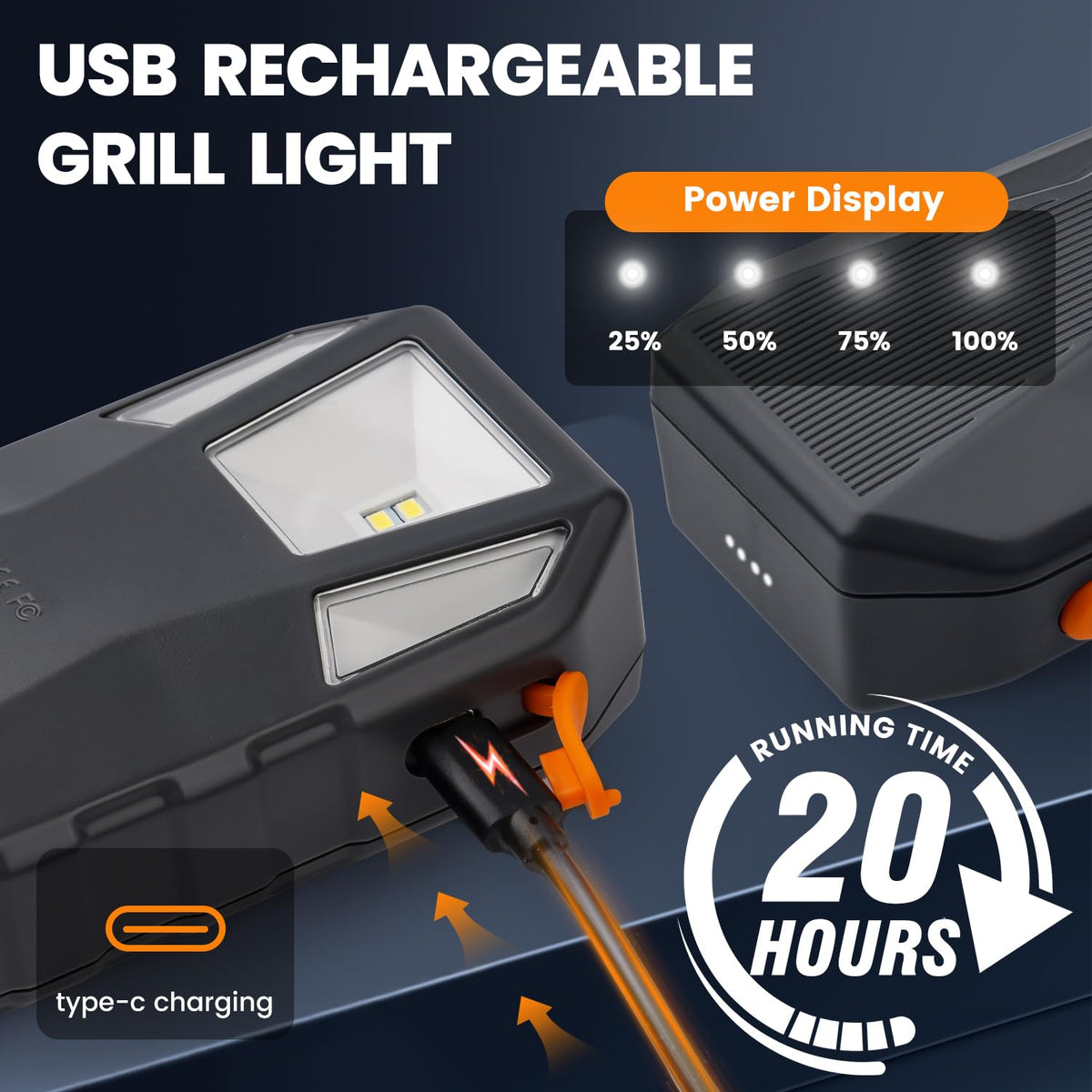 Goldusk grill light with two brightness settings for day and night grilling