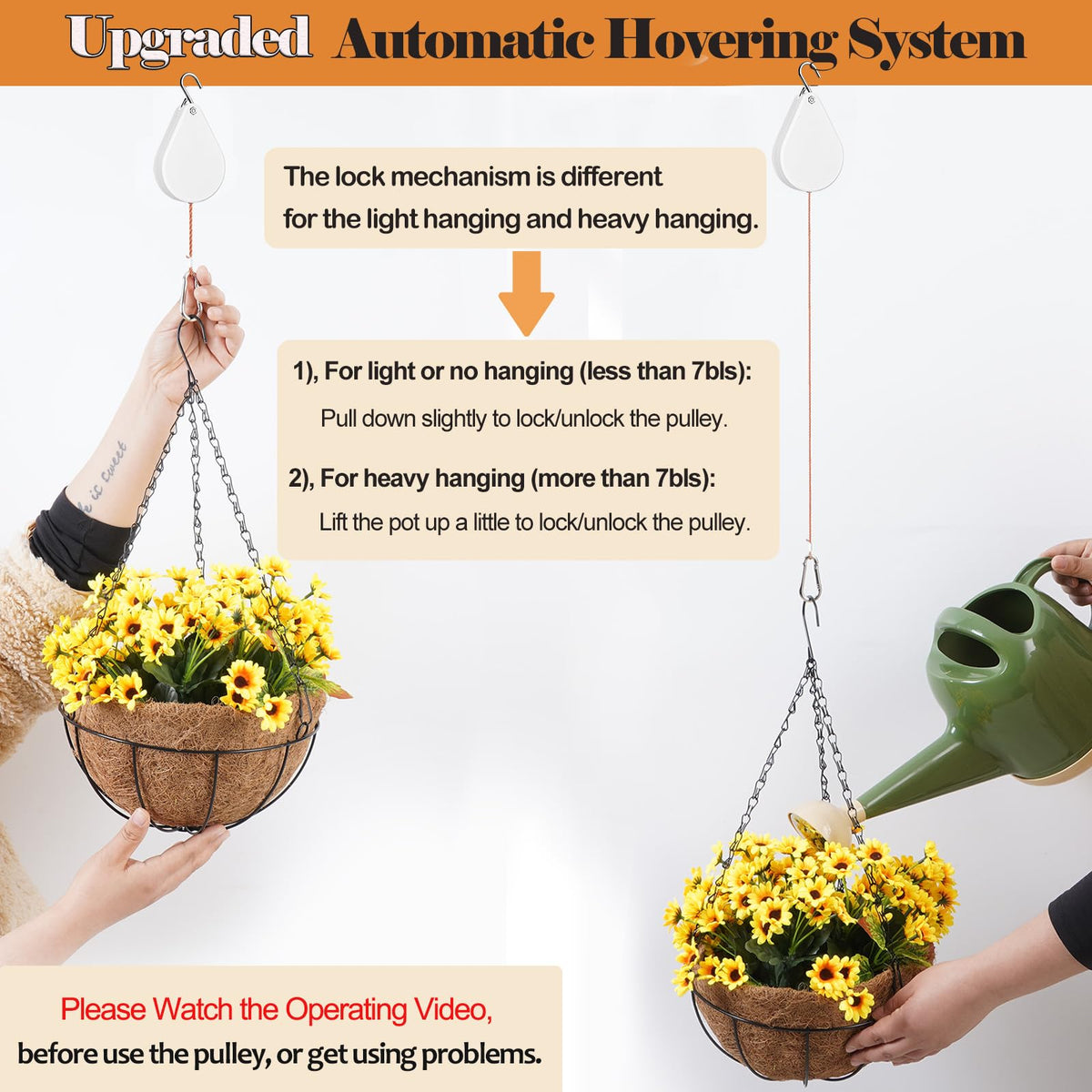 Gomazonle plant pulleys with sturdy stainless hooks supporting heavy pots securely