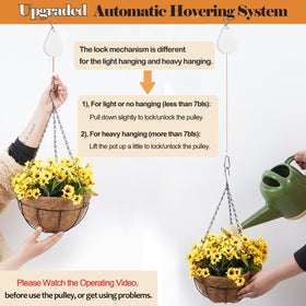 Gomazonle plant pulleys with sturdy stainless hooks supporting heavy pots securely