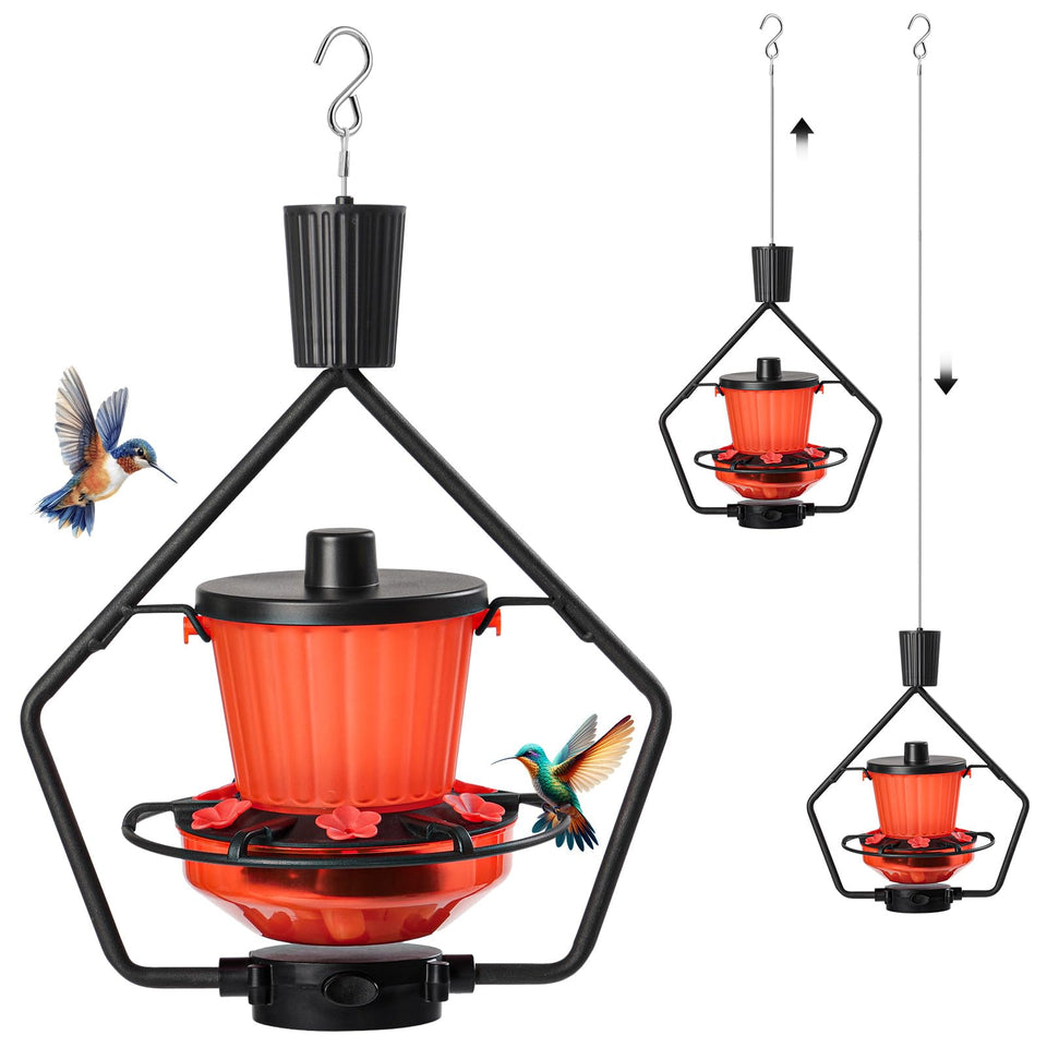 Gomazonle retractable hummingbird feeder with top-fill wide mouth for easy nectar filling