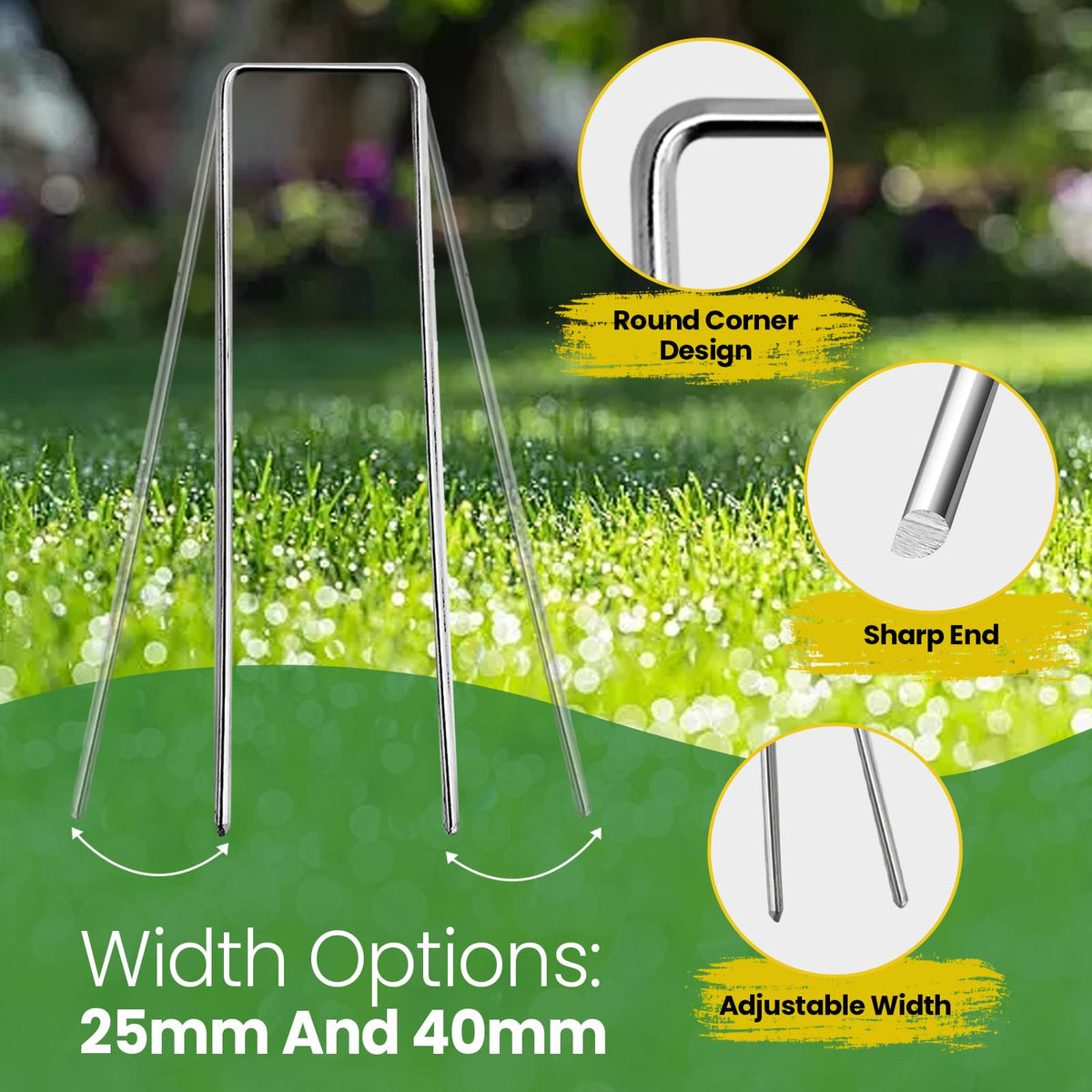 Gomedi ground stakes with angled ends for easy insertion into soil