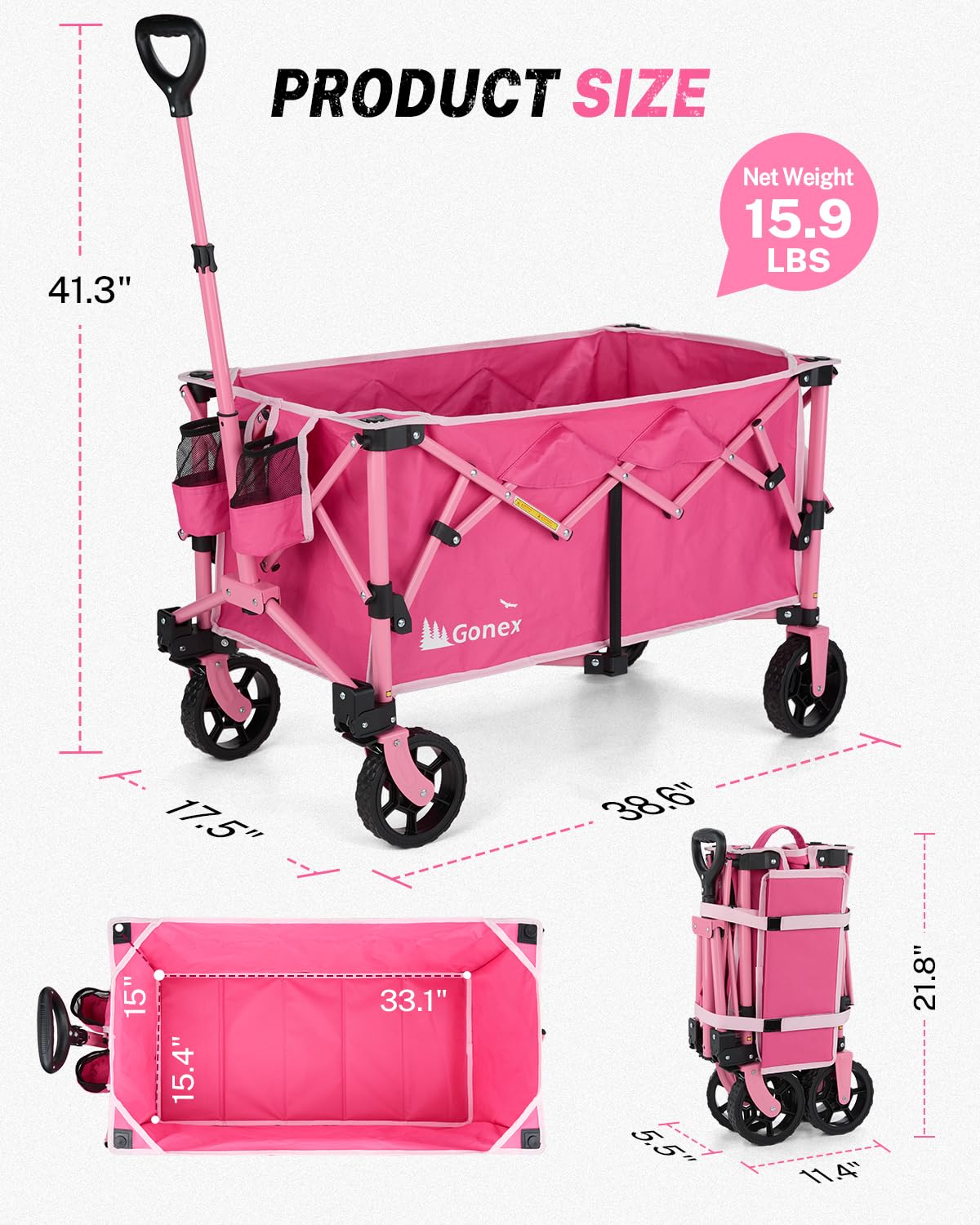 Gonex collapsible wagon compact fold ideal for quick errands.