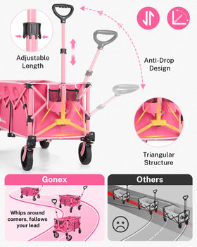 Gonex handle extended to 39 inches for comfortable pulling.