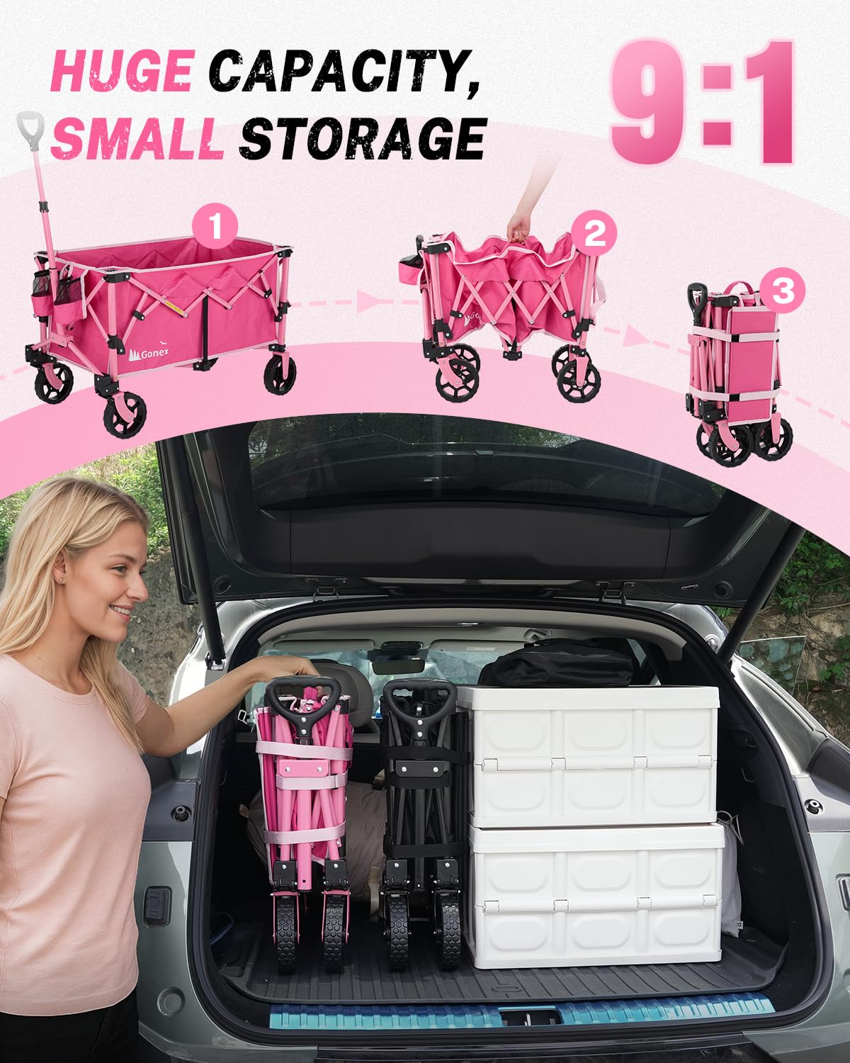 Gonex 220-liter capacity fits groceries and gear.