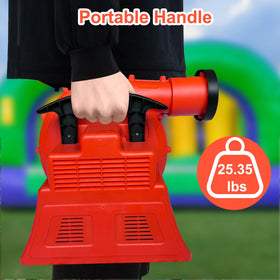 GONFLABLE bounce blower power cord length showing 17.39 ft cord for flexible placement.