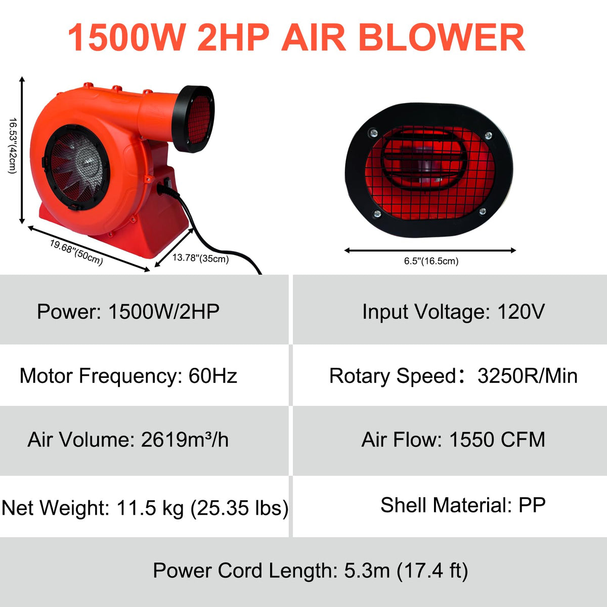 GONFLABLE bounce blower side angle illustrating portable design for easy event use.