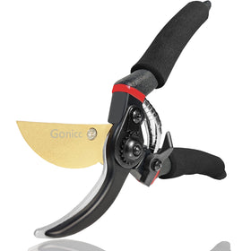 Gonicc 8-inch titanium bypass pruning shears front view for precise cuts