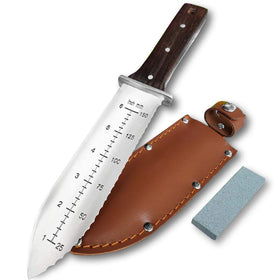 Gonicc Hori Hori knife blade close-up highlighting durable polished steel