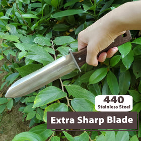 Gonicc Hori Hori knife ergonomic hardwood handle for comfortable grip