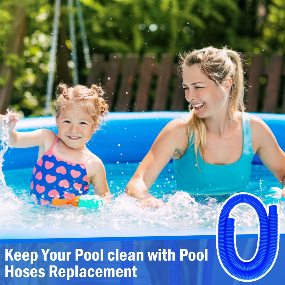 Gonioa above-ground pool hose assembly with secure fittings