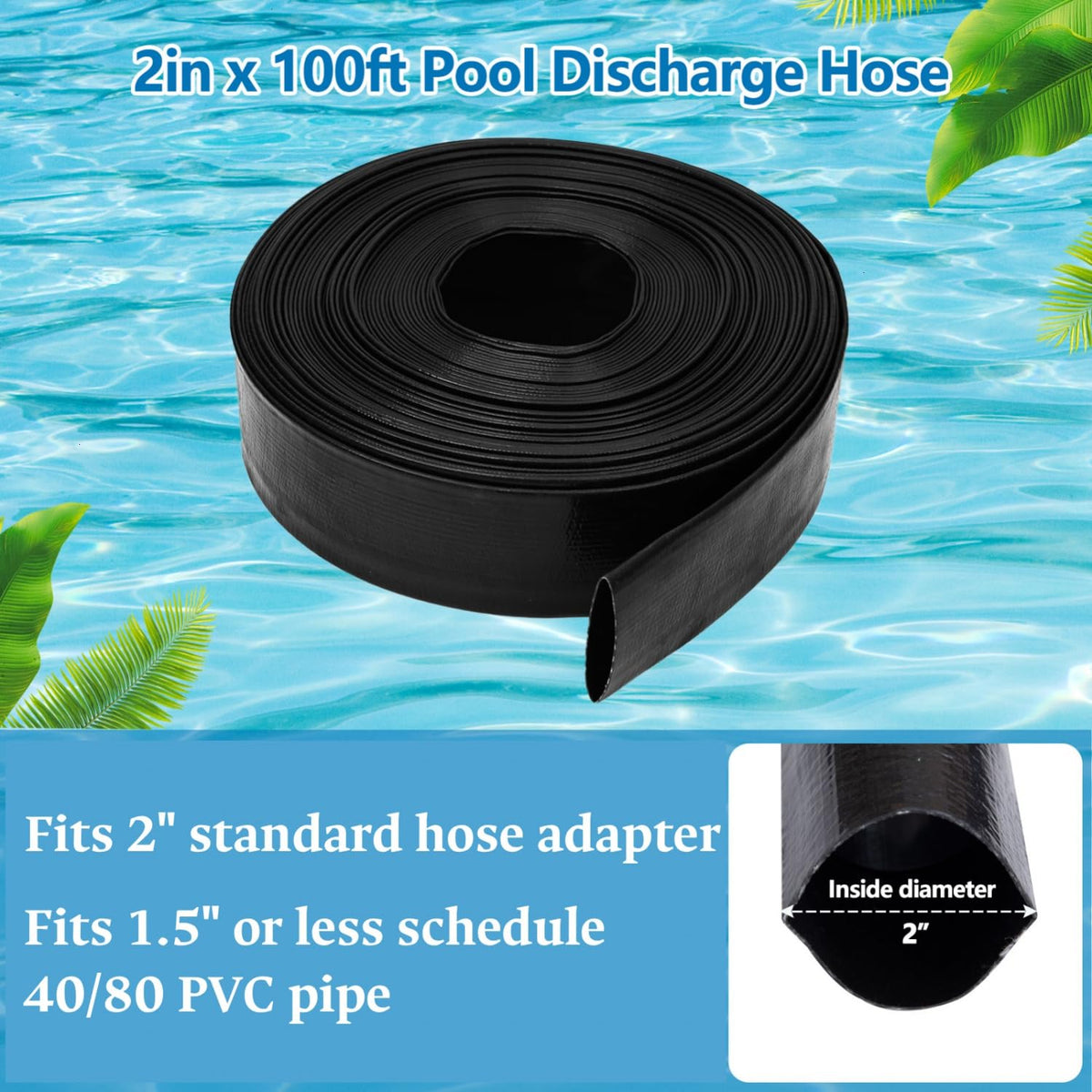 Gonioa backwash hose with stainless clamps for secure pool connections