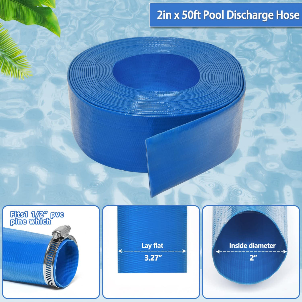 Gonioa reinforced discharge hose ideal for daily pool backwash