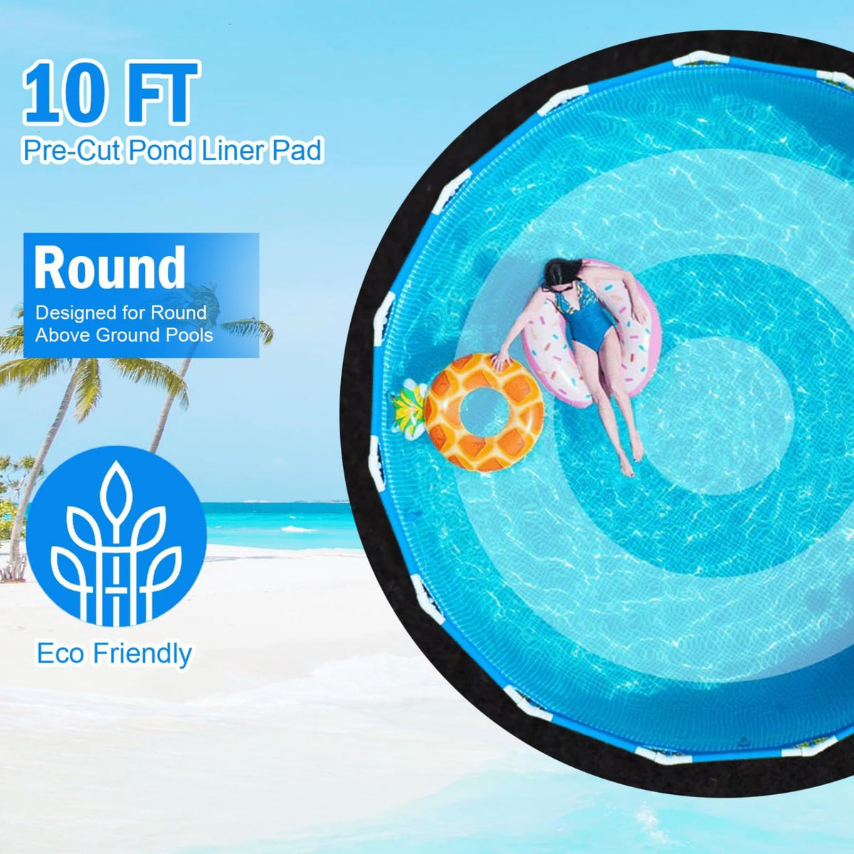 Gonioa under-pool pad mat fits 8-10ft pools to reduce dirt