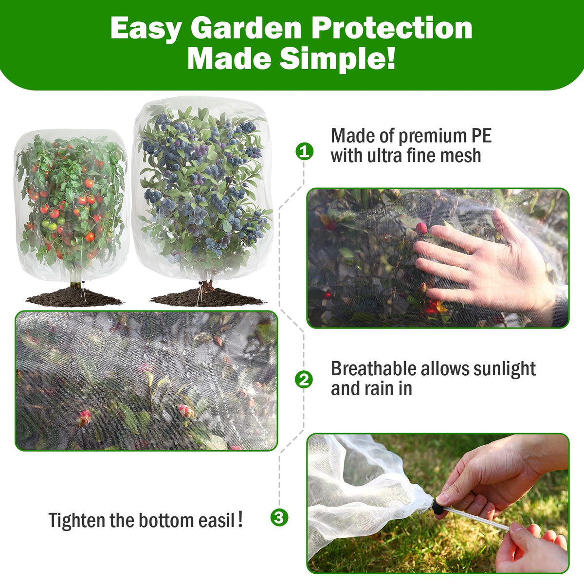 GonLei two sizes 2.6x3.3ft and 3.3x4.9ft suit different plants