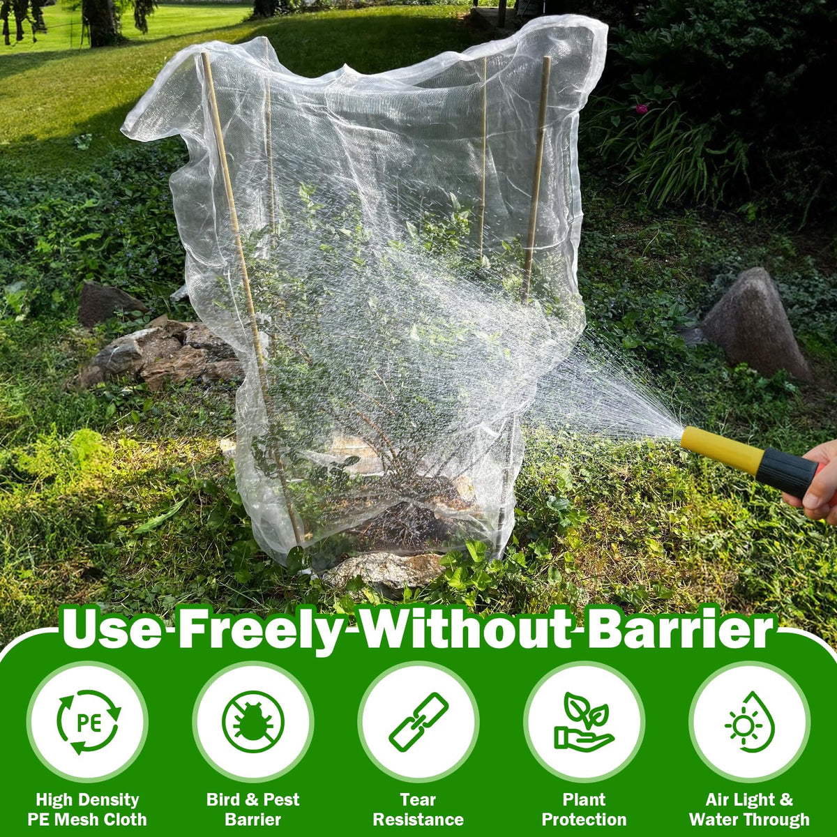 GonLei adjustable drawstring netting secures around branches or pots.