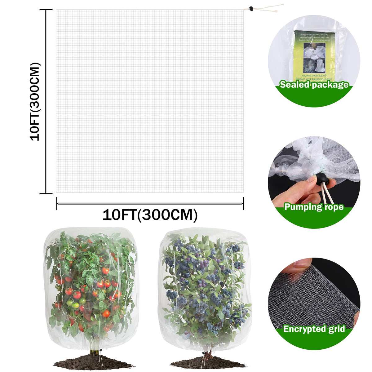GonLei garden netting bag with drawstring keeps vegetables safe outdoors.