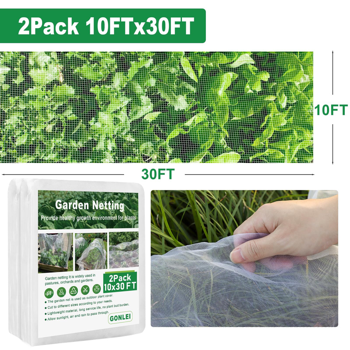 GonLei transparent mesh close-up shows fine weave for plant safety.
