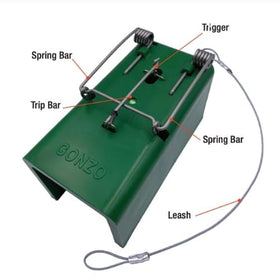 Braided stainless steel leash shown with the GONZO trap for secure retrieval.