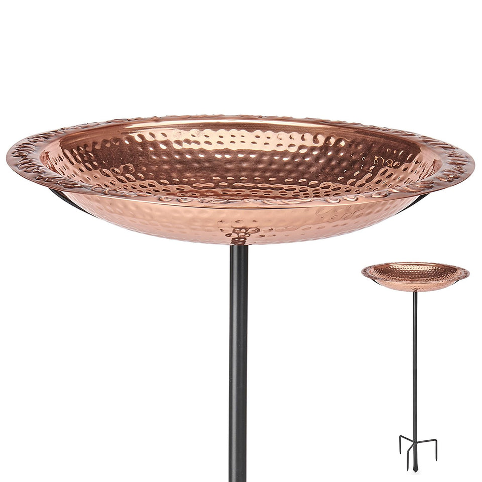 Good Directions BBG18 copper bird bath front view with inviting basin for birds