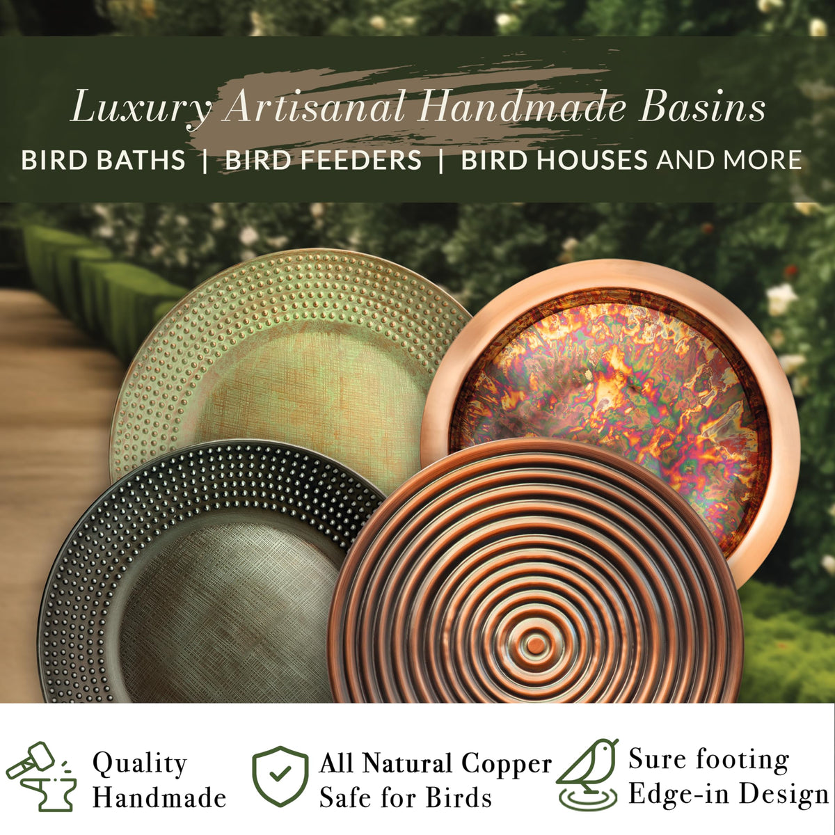 Outdoor focal piece from Good Directions elevates yard ambiance while inviting birds.