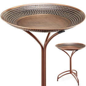 Good Directions Tranquility Birdbath copper basin with hand-punched interior detail enhances garden charm.