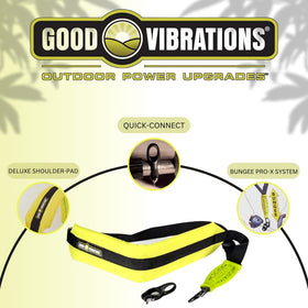 Good Vibrations Contoured shoulder pad evenly distributes weight for upright posture.