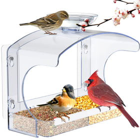 Goodeco clear window bird feeder enables up-close indoor birdwatching