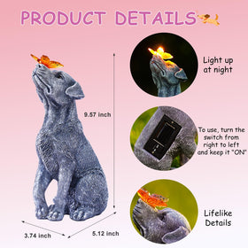 Goodeco dog statue shines at dusk, creating welcoming curb appeal.