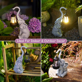 Goodeco elephant statue placement by garden beds and entryways for inviting ambiance