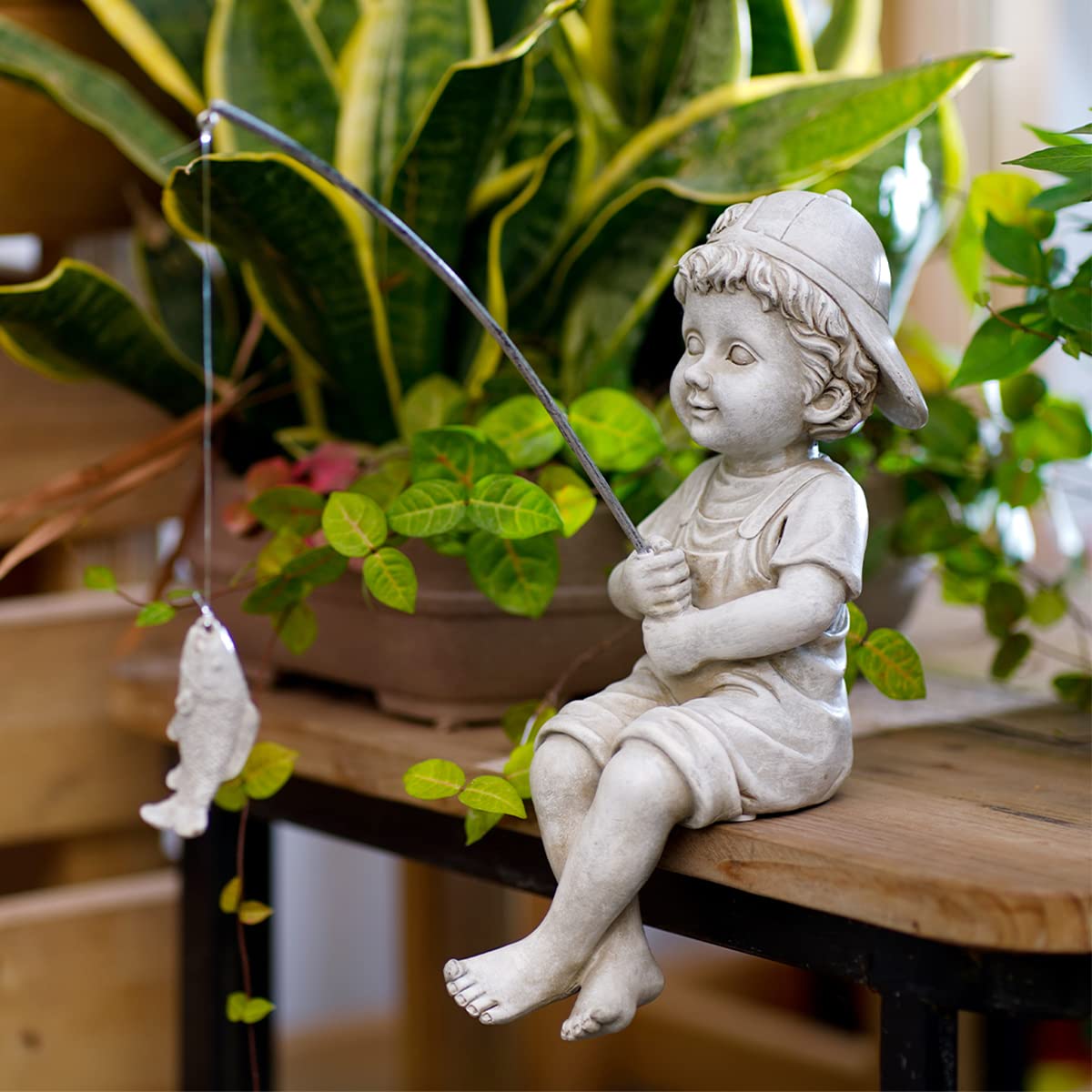 Goodeco Fisherboy 11-inch size fits small gardens or pool areas.