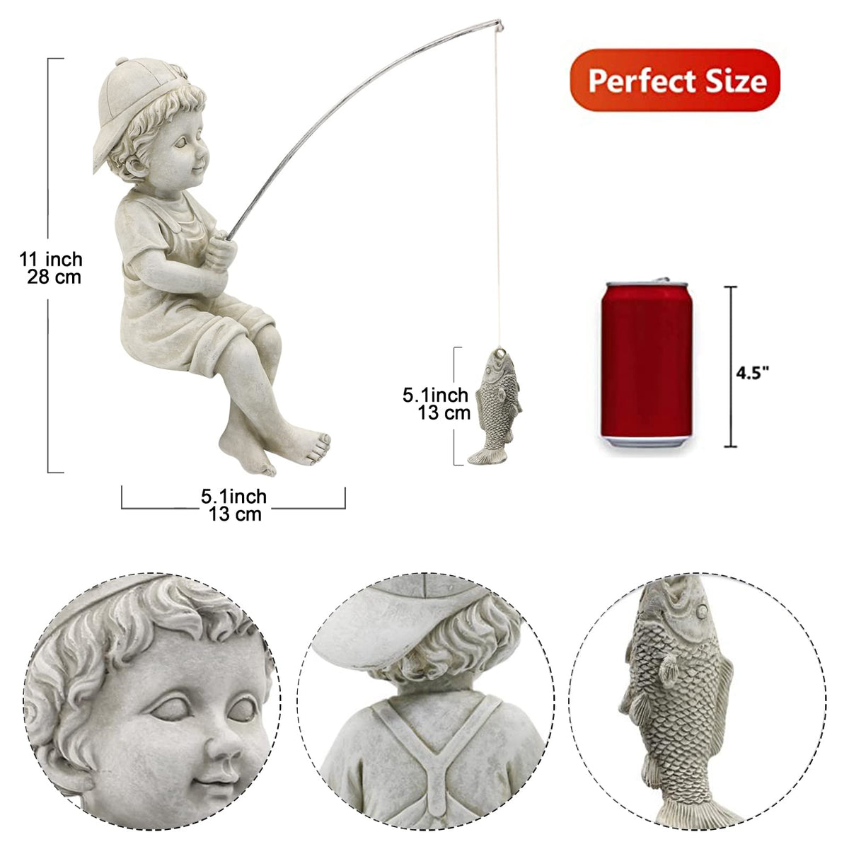 Goodeco Fisherboy outdoor decor enhances patios and koi ponds during warm evenings.