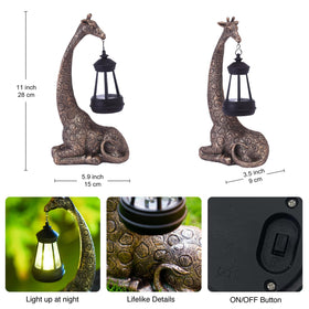 Goodeco giraffe statue outdoor weather-resistant resin stands up to elements.