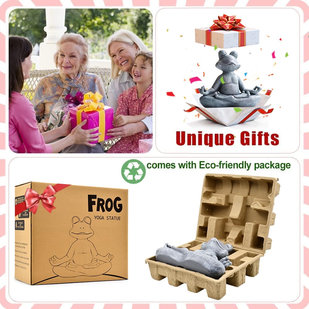 Goodeco intricate-details yoga frog highlighting craftsmanship for elegant yard decor.