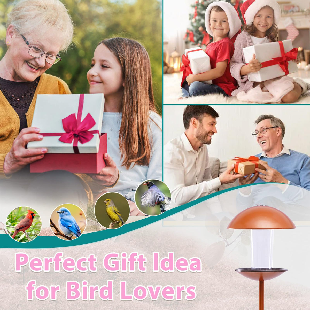 Goodeco pole-standing bird feeder ideal for yards and patios.